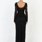 Women Off Shoulder Lace Sexy Maxi Dress Long Sleeve Hollow Out Bodycon Evening Party Dress Elegant Ruched Dress