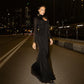 Hollow Turtleneck Long Sleeve Fishtail Maxi Dresses for Women Elegant Sexy Sparkle Evening Dresses Luxury