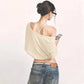 Casual Loose V Neck Long Sleeve Top Solid Color See Through T Shirts for Woman Clothing Fall 2025 Fashion