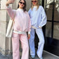 Striped Sweatshirt Sets for Women 2 Piece Pants Outfits Y2k Long Sleeve High Neck Pullover and Pants Spring Tracksuit