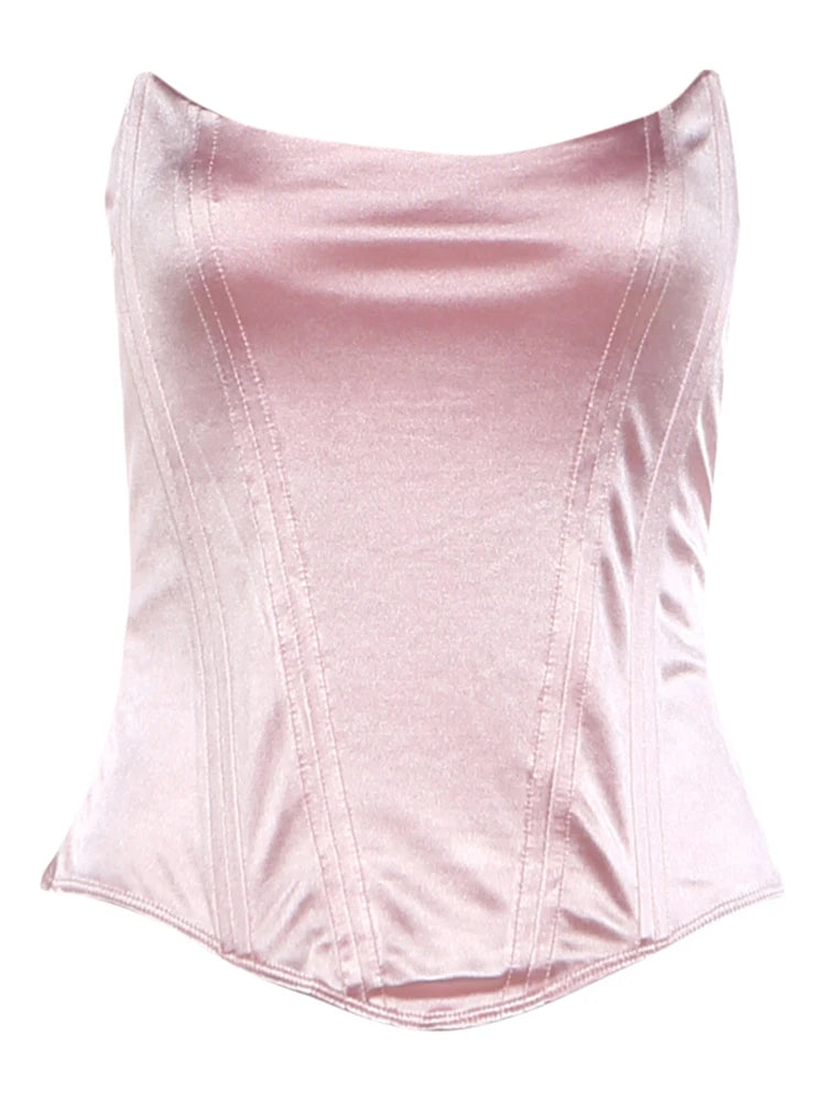 Irregular Satin Tank Top Women Sexy Low-Neck Sleeveless Patchwork Midnight Party Clubwear Classic Stretch Skinny Vest