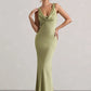 Satin Cowl Neck Backless Sexy Maxi Dress Women Gown Fashion Sleeveless Lace-up Bodycon Club Party Long Dress Female