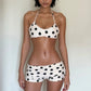 Women 2 Piece Bikini Shorts Set Y2k Halter String Triangle Bikini Top with Low Rise Swim Boyshorts Beachwear