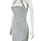 Denim Halter Mini Dress Women Sexy Adjustable Scarf Sleeveless Hollow Split Hem Backless Evening Party Club Bodycon