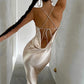 Elegant Satin Backless Maxi Dress For Women Gown Summer Spaghetti Strap Sleeveless Night Club Party Long Dress Vestido