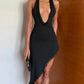 Women Halter Deep V Neck Sexy Mini Dress Irregular Bodycon Club Party Dress Sexy Backless Night Out Evening Dresses