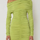 Inclined Shoulder Long Sleeve Sexy Mini Dress For Women Autumn New Fashion Backless Ruched Bodycon Party Sexy Dress