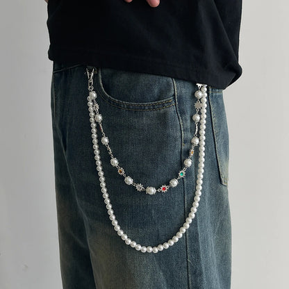 Harajuku Hip Hop Rhinestone Keychains for Men Punk Wallet Belt Chain Trousers Hipster Pant Jeans Chain Street Jewelry