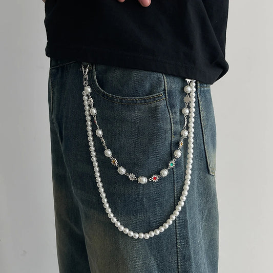 Harajuku Hip Hop Rhinestone Keychains for Men Punk Wallet Belt Chain Trousers Hipster Pant Jeans Chain Street Jewelry