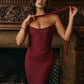 Wine Red Sexy Two Piece Sets Women Neckerchief Strapless Crop Tops And Maxi Skirt Sets Club Party Skirt Two Piece Sets