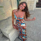 Colorful Printed Spaghetti Strap Backless Maxi Dress Women Elegant Sexy Party Dresses Luxury Summer 2025