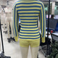 Women Two Piece Striped Shorts Set Y2K Vintage Sweater Pullover Autumn Crew Neck Slim-fit Long Sleeve Tops and Shorts