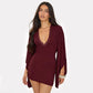 Flare Sleeve Plunge Lace Trim Mini Dresses Fall 2026 Classy White Dress for Woman Party Wear