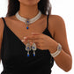 Luxury Multilayer Imitation Pearl Rhinestone Chain Necklace Bracelet Women Wed Bridal Tassel Drop Earrings Jewelry Set