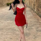 Low-Neck Dress Women Lace Patchwork Sleeveless Skinny Satin Summer Trend Party Midnight Sexy Chic Classic Bodycon