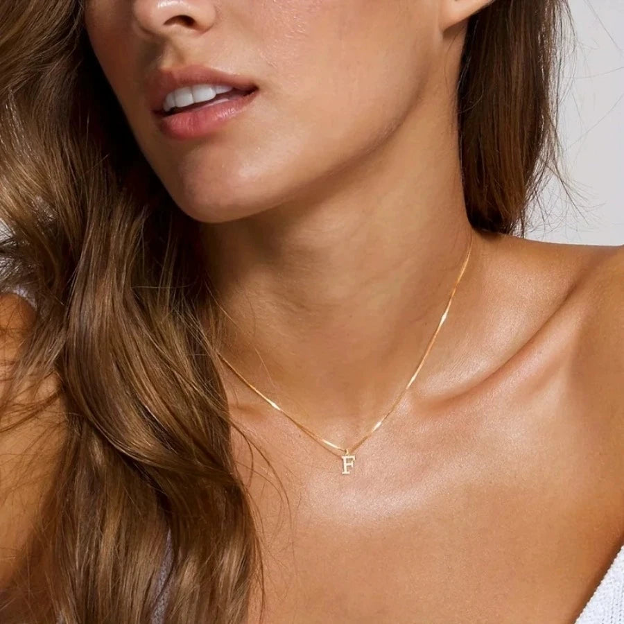 A-Z Initial Necklace 18K Gold Plated Necklace Cute Letter Stainless Steel Necklace for Women