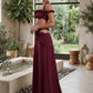 Women 2 Piece Maxi Skirt Set Halter Off Shoulder Ruffle Crop Top And Long Skirt Elegant Evening Party Matching Outfit