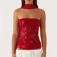 Women Y2K Sequin Tube Top with Scarf Sexy Backless Pearl Embellished Beaded Cami Bling Glitter Rhinestone Camisole