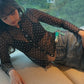 See Through t-Shirt Women Polka Dot Print Single-Breasted Full Sleeve o-Neck Music Festival Fashion Hottie Streetwear