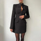 Button Up Long Sleeve Short Dresses for Woman Clothes Elegant Fashion Black White Dress Office Ladies