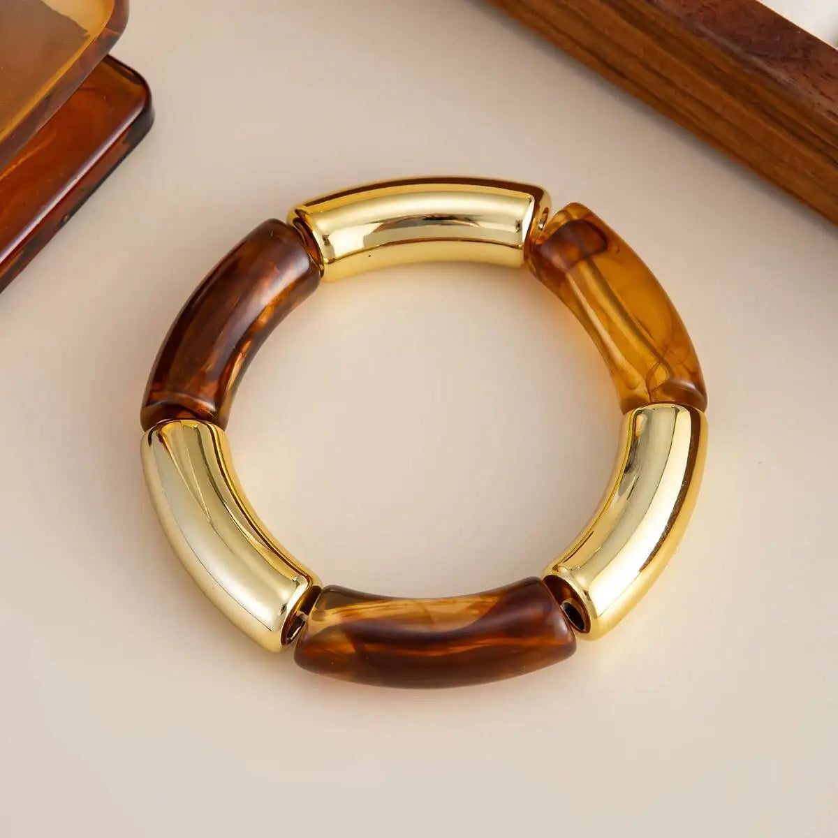 8 Styles Vintage Resin Round Tube Elastic Bracelet for Women Bohemian Stackable Acrylic Bracelet Bangle Party Jewelry New