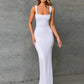 Square Neck Sleeveless Long Dress Red Black White Dresses Woman Elegant Party Sexy Summer Clothes