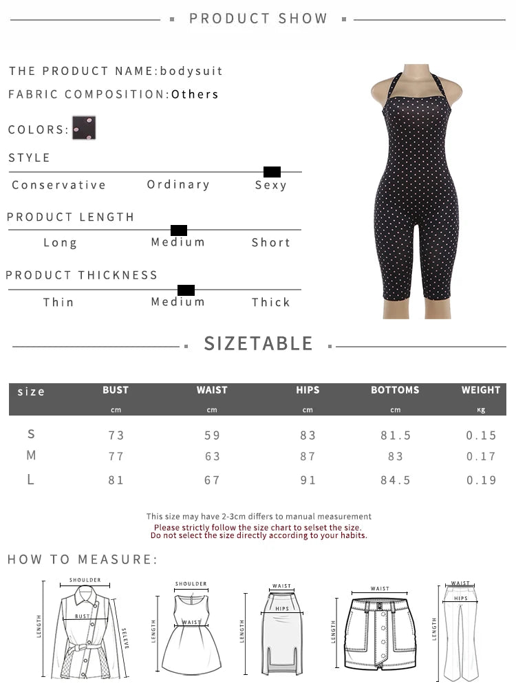 High Street  Skinny Backless Polka Dot Print Playsuit Woman Summer Trend Bandage Halter Peach Hip Hottie Fashion Rompers