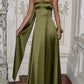 Satin Strapless Backless Maxi Dress with Scarf Elegant Evening Party Dresses for Woman Clothes