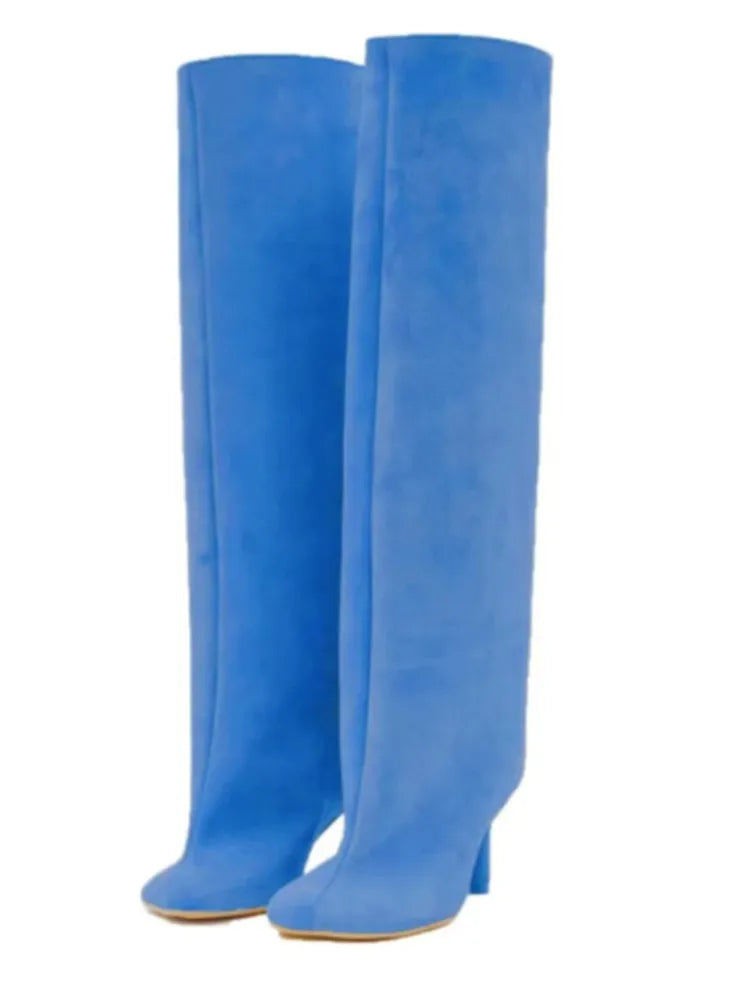 Autumn and Winter New 6cm Slim High Heels Knee High Women's Boots Round Toe Fashionable Women's Long Boots Knight Boots