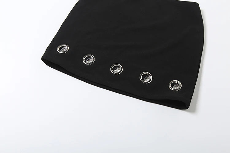 Sexy Fashion 2-Piece Set Women V-Neck Backless Lace-Up Ruffle Sleeve Crop Tops+Hollow Peach Hip Skirts Hottie Clubwear