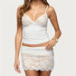 Y2K Vintage Matching 2 Piece Set Floral Lace Sling Cami Top Low Waist Scalloped Lace Mini Skirt Women Party Club Outfit