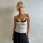 White Polka Dot Corset Top with Black Lace Trim 2026 Summer Clothes for Women Sexy Tanks Camis