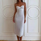 Polka Dot Spaghetti Strap Sexy Midi Dress Women Elegant Off-shoulder Backless Sleeveless Bodycon Club Party Dress
