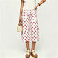 Fold Over High Waist Polka Dot Wide Leg Culottes Women Casual Loose Cropped Pants Elastic Waist Summer Beach Trousers