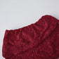 Sexy Sheer Red Floral Lace Two Piece Outfit for Women Short Sleeve Crop Top + Mini Shorts Set Nightclub Party Sleepwear