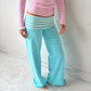 Y2K Fold Over Wide Leg Pants Preppy Women Striped Patchwork Low Waist Trousers Female Casual Lounge Yoga Sweatpants