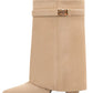 Autumn and Winter New Pointed Metal Buckle Knee High Women's Boots, Thick High-heeled Pants Boots, Fashionable Mid Leg Boots