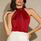 Elegant Satin Halter Neck Tank Tops Women's Sleeveless Solid Color T Shirt Basic Crop Tops Fashion Summer Party Clubwear