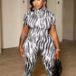 Backless Print Romper Women Sexy Fashion Turtleneck Short Sleeve Stretch Skinny Hottie Trend Midnight Street Clubwear