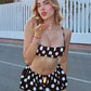 Polka Dot Print 2 Piece Set Women Fashion Ruched Bra Camisole+Elastic Waist Mini Shorts Sexy Beach Vacation Clubwear