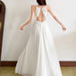 Backless Maxi Dress Women Beaded Chain Folds Sleeveless o-Neck Elegant Birthday Party Vacation Summer Trend Vestidos