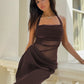 Mesh Patchwork Backless Sexy Maxi Dress For Women Gown Fashion Halter Sleeveless Strapless Bodycon Club Long Dress