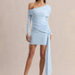 Diagonal Collar Backless Sexy Mini Dress Women Elegant Long Sleeve Draped Ruched Bodycon Club Party Dresses Female