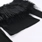Fluffy Feather Tassel Off Shoulder Crop Top Long Sleeve T Shirts for Women Winter 2000s Y2k Tops White Black