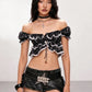 Fashion Ruffles Irregular Hem Vest Women Off-Shoulder Single-Breasted Patchwork Lace Bandage Sexy Music Festival Tops