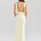Satin Backless Draped Sexy Maxi Dress Women Fashion Cowl Neck Sleeveless High Waist Club Party Long Dress Female New