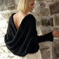 Knitted Shrug Cross Backless Sweater Casual Long Sleeve Off The Shoulder Top for Woman Clothing