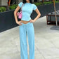 Casual Simple Style 2 Piece Set Woman Summer Trend o-Neck Short Sleeve T-Shirts+Drawstring Straight Pants Streetwear