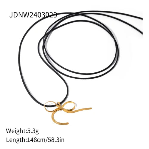 Trendy Stainless Steel Waterproof Irregular Geometric Metal Wax Rope Necklace Gold Silver For Women Jewelry Gift