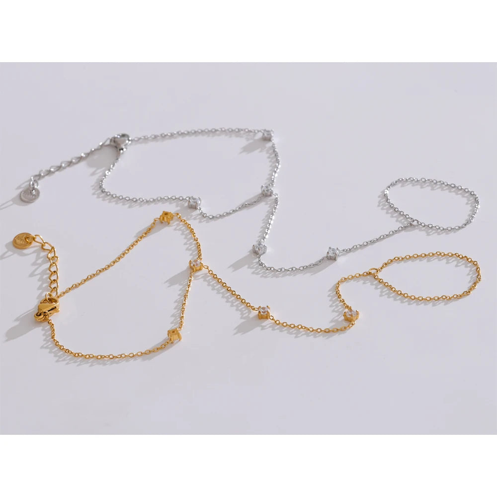 Trendy Stainless Steel Zircon Beads Back of Hand Chain Finger Bracelet Fashion Chic Sexy Jewelry Waterproof Wholesale Gift